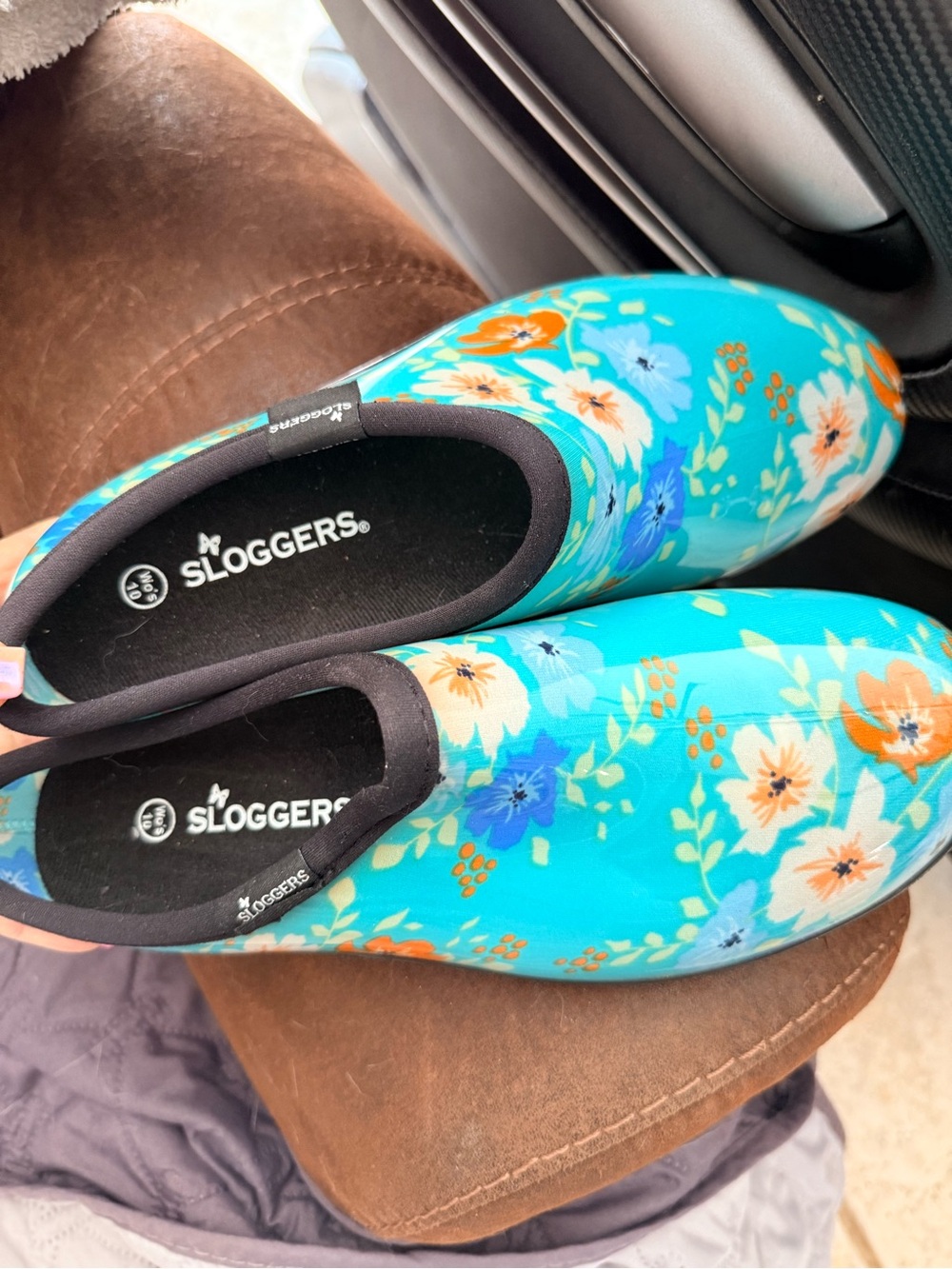 New Sloggers New "Floral Fun Turquoise"Women's Rain&garden Slip on Shoes sz10